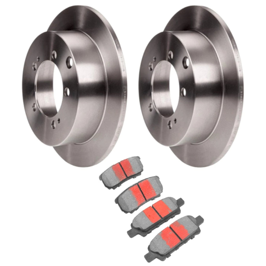 2 Rear Disc Rotors + Brake Pad Set for Lancer CH (2003–2007) VR-X 5 Stud