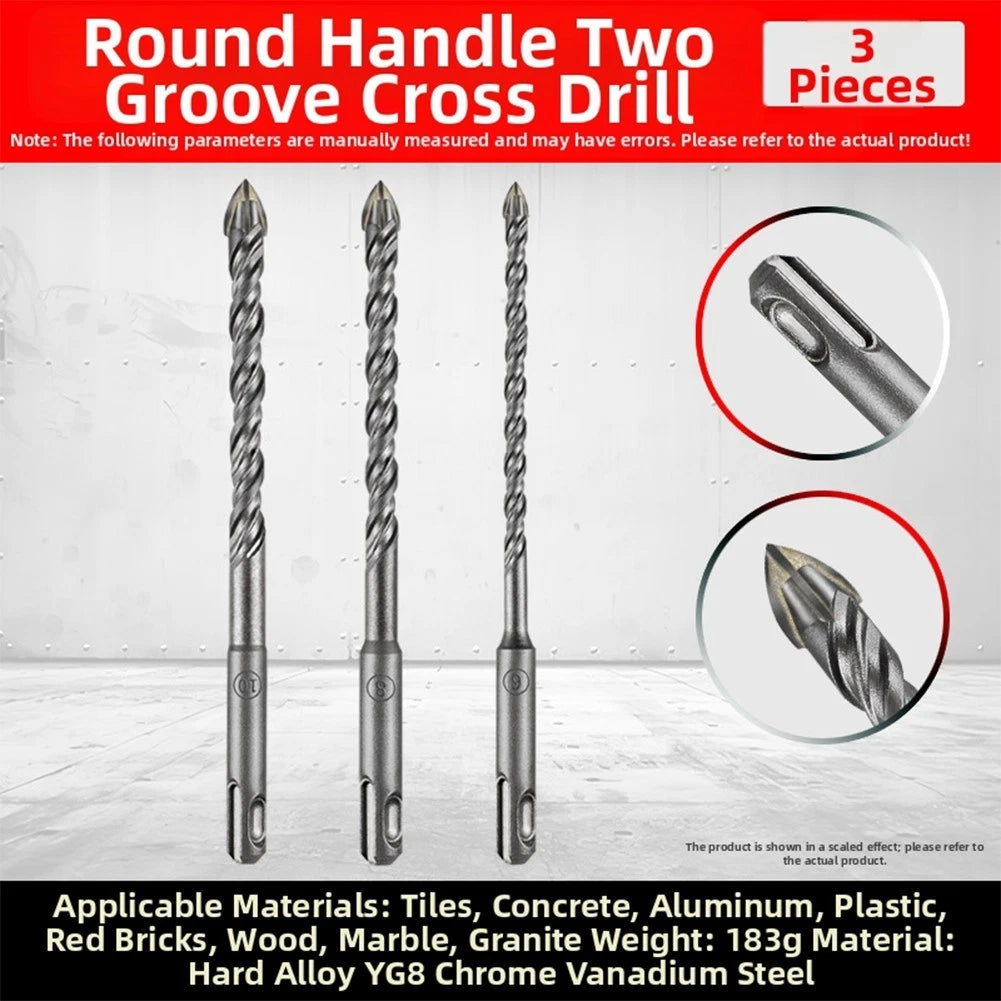 Round Shank Cross Drill Bit for SDSPLUS (Two Holes, Two Grooves)