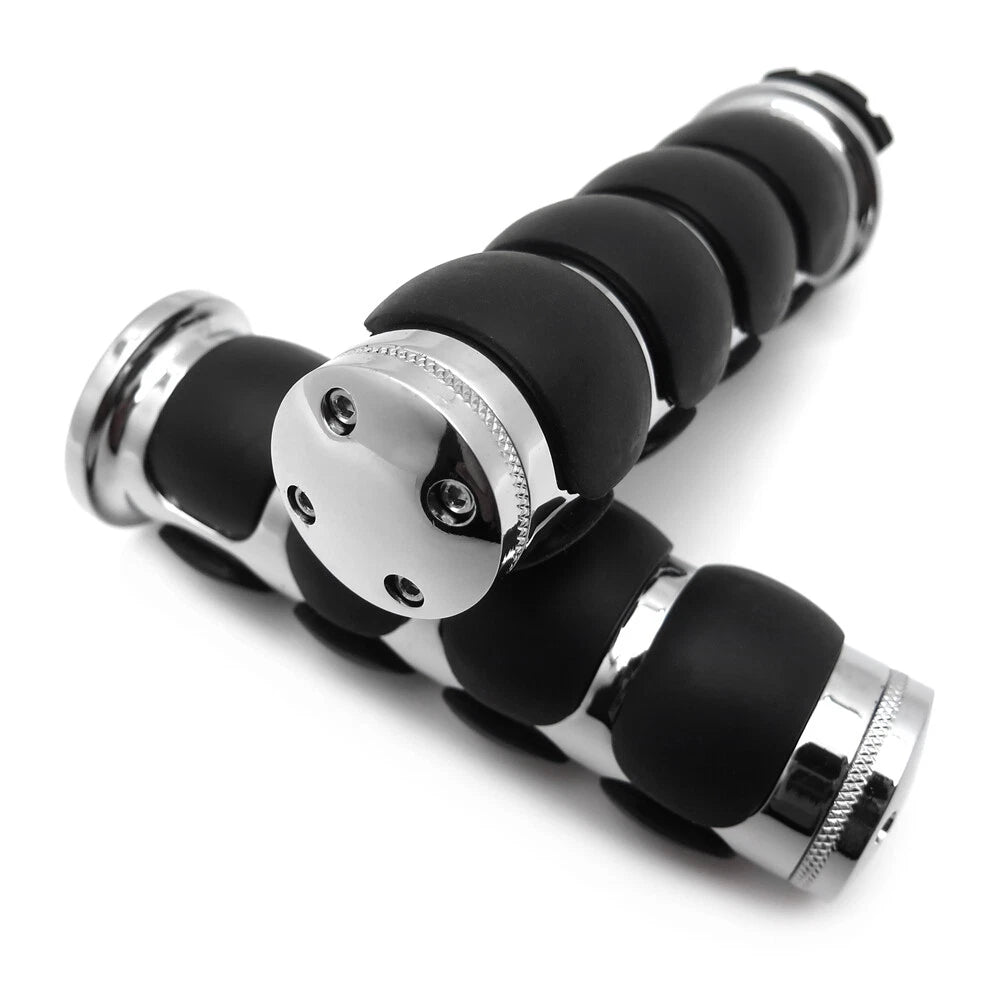 Chrome 1" 25mm Rubber Hand Grip for Harley Davidson FXDWG (1993–2017)