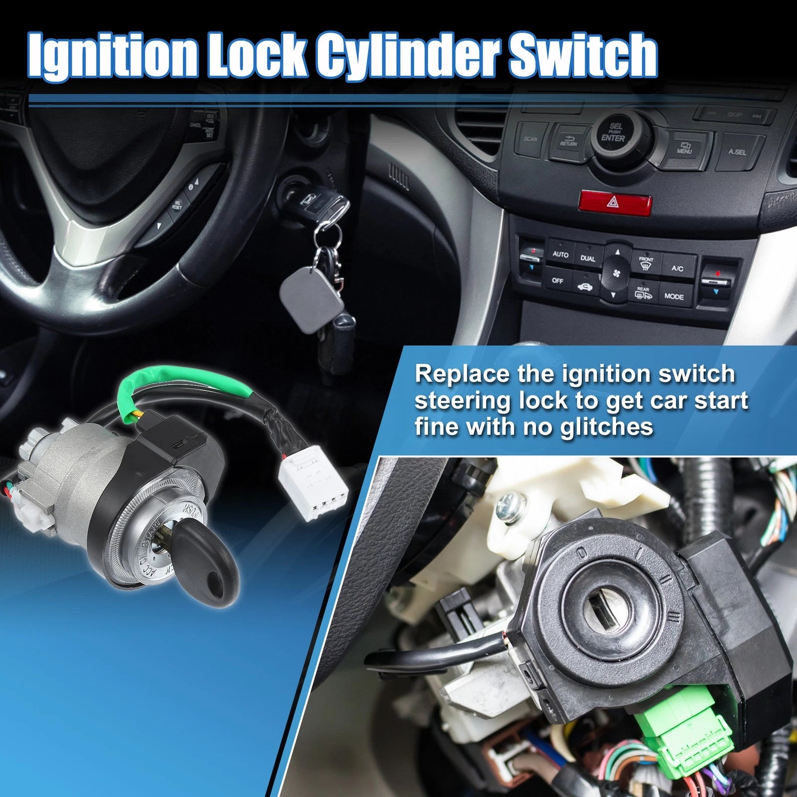 Ignition Switch Lock Cylinder with Key Replacement for Hyundai Sonata (2005–2007)