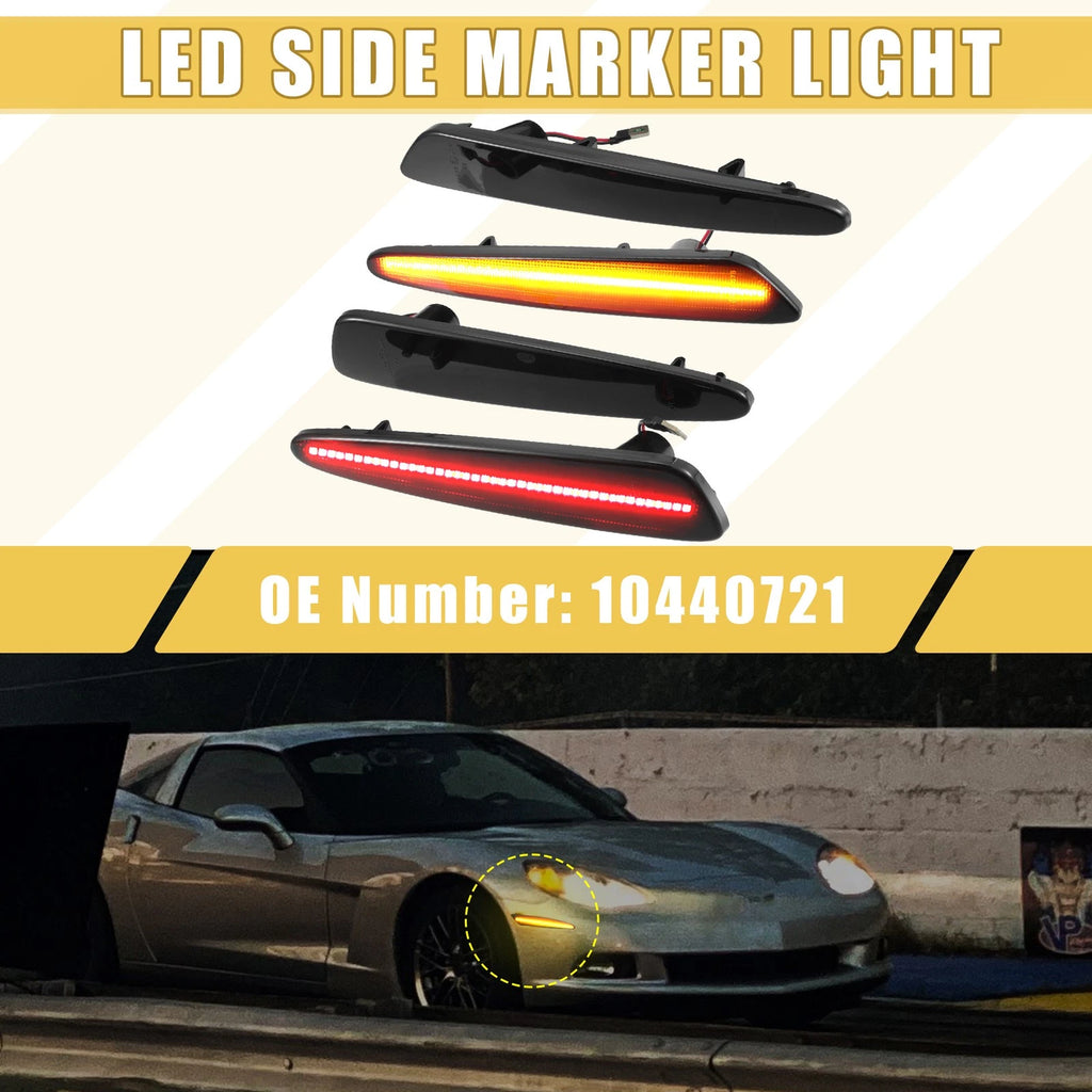 Front Rear LED Side Marker Light Pair for Chevrolet Amber Red (2011–2018)