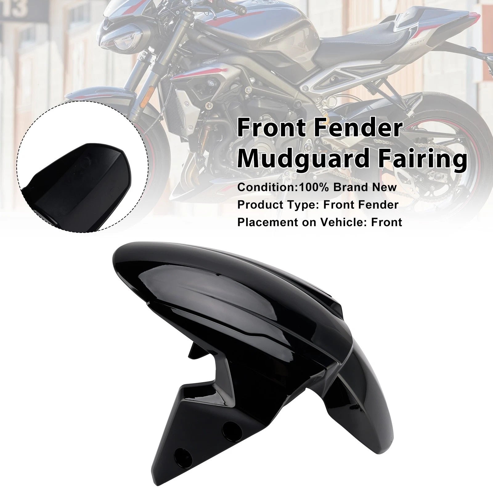 Front Fender Mudguard Fairing for Street Triple 765 R RS (2020–2025) Gloss Black