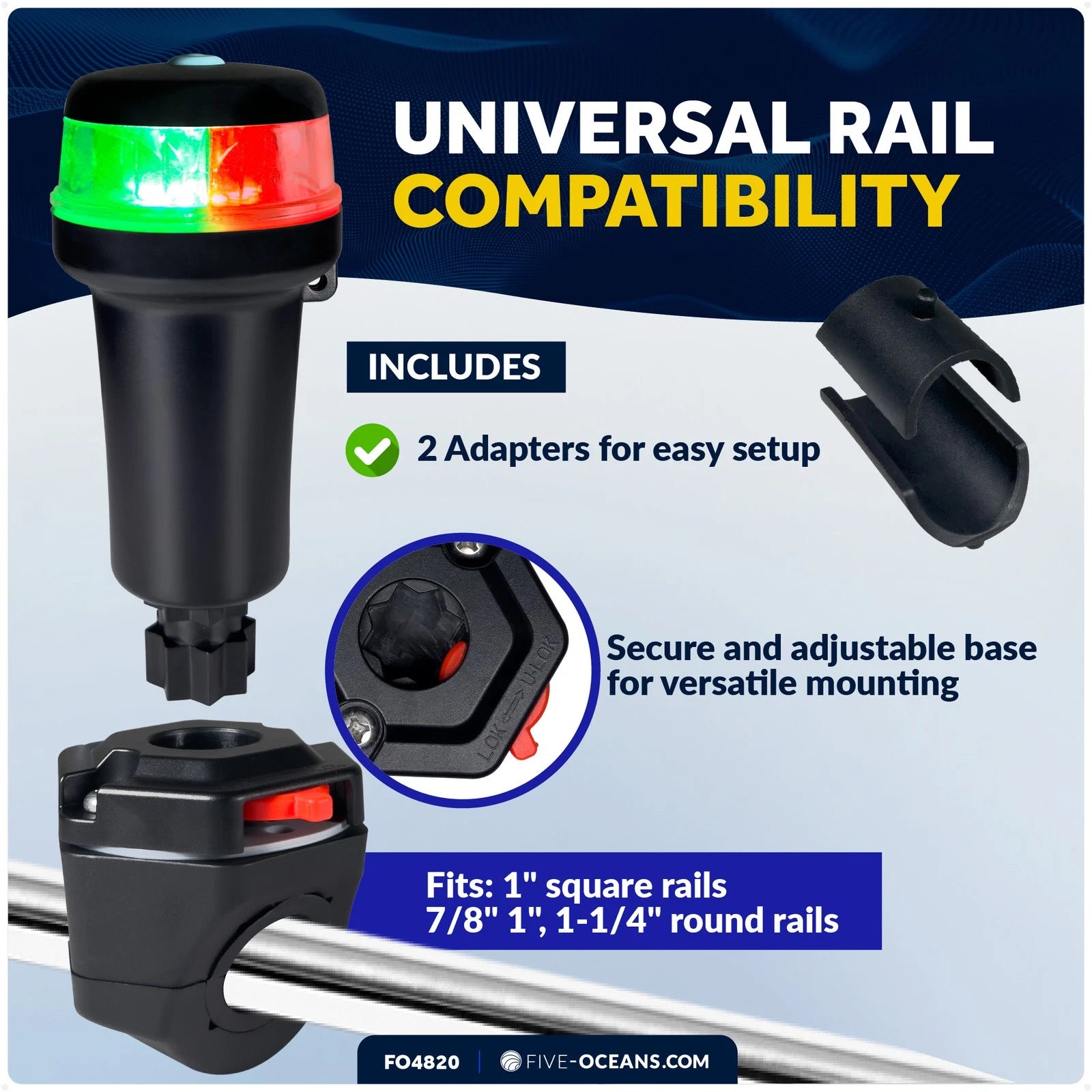 LED Portable Boat Navigation Light for Rail Mount (IP67) - FO4820