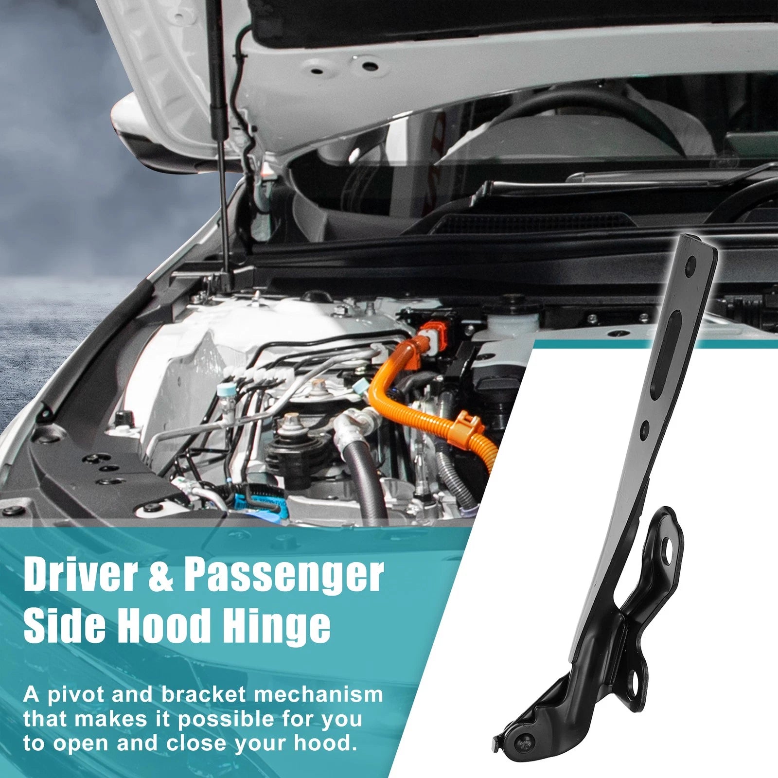 Hood Hinge Set Left Right Replacement for Honda Accord (2008–2012)