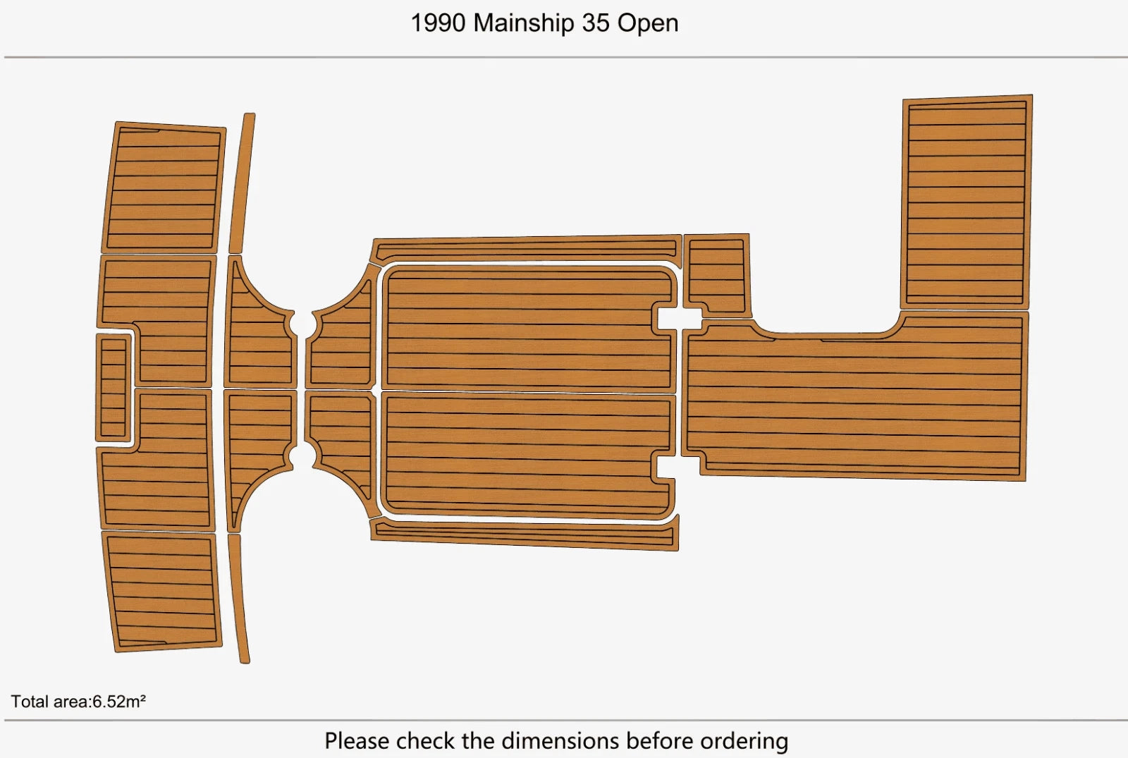 EVA Teak Flooring Pads for Mainship 35 Open Cockpit (1990)