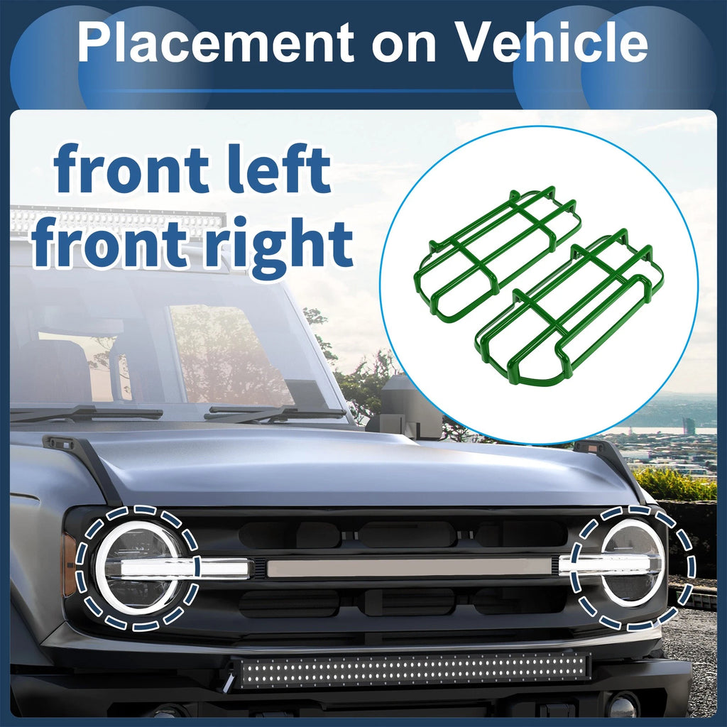 1 Pair Headlight Trim Bezel for Ford Bronco (Green)