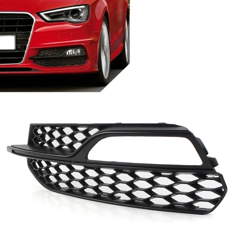 Left Honeycomb Mesh Front Bumper Fog Light Grille Cover for Audi A3 S3 (2013–2017)