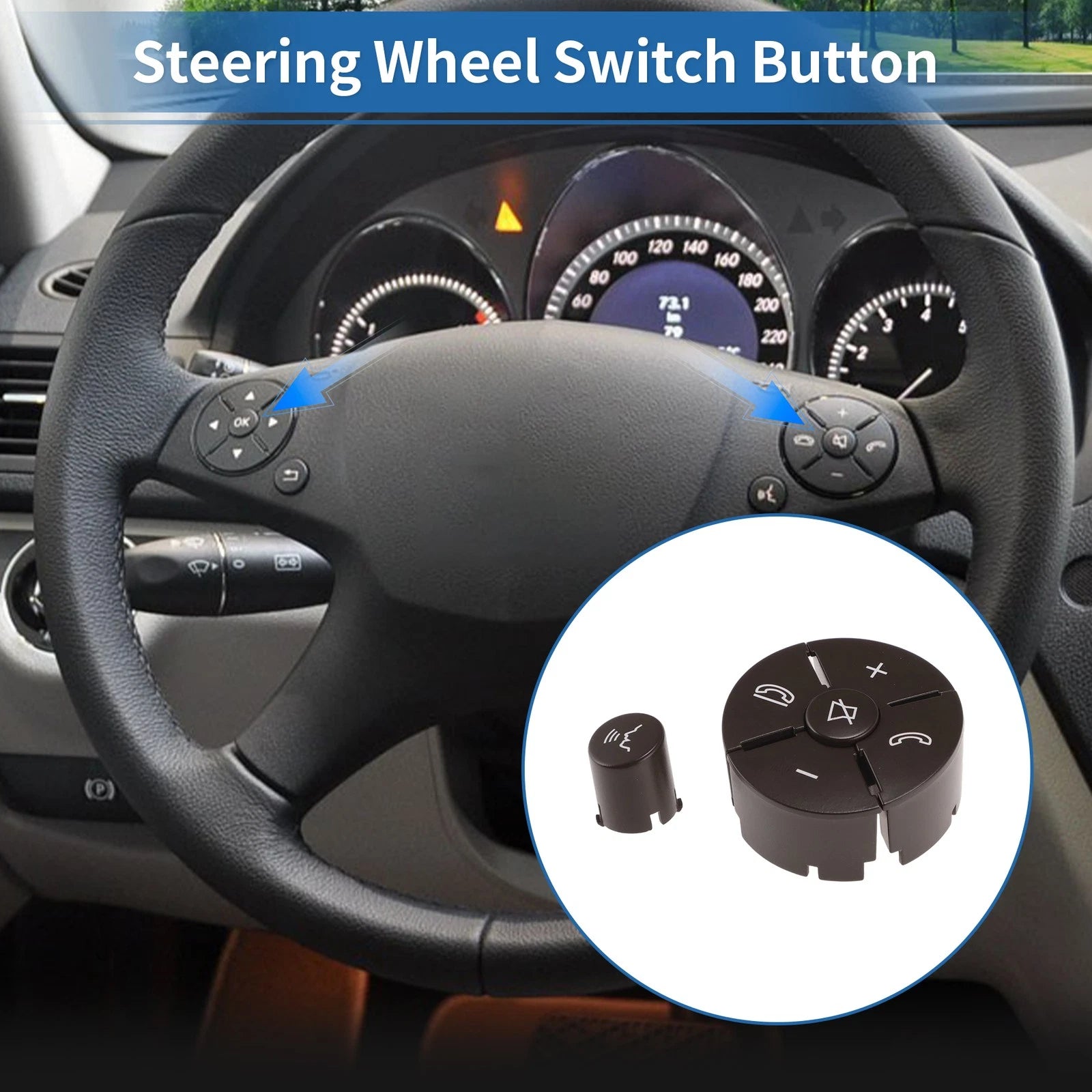 Steering Wheel Control Button Cover Replacement for Mercedes-Benz C-Class (2007–2010)