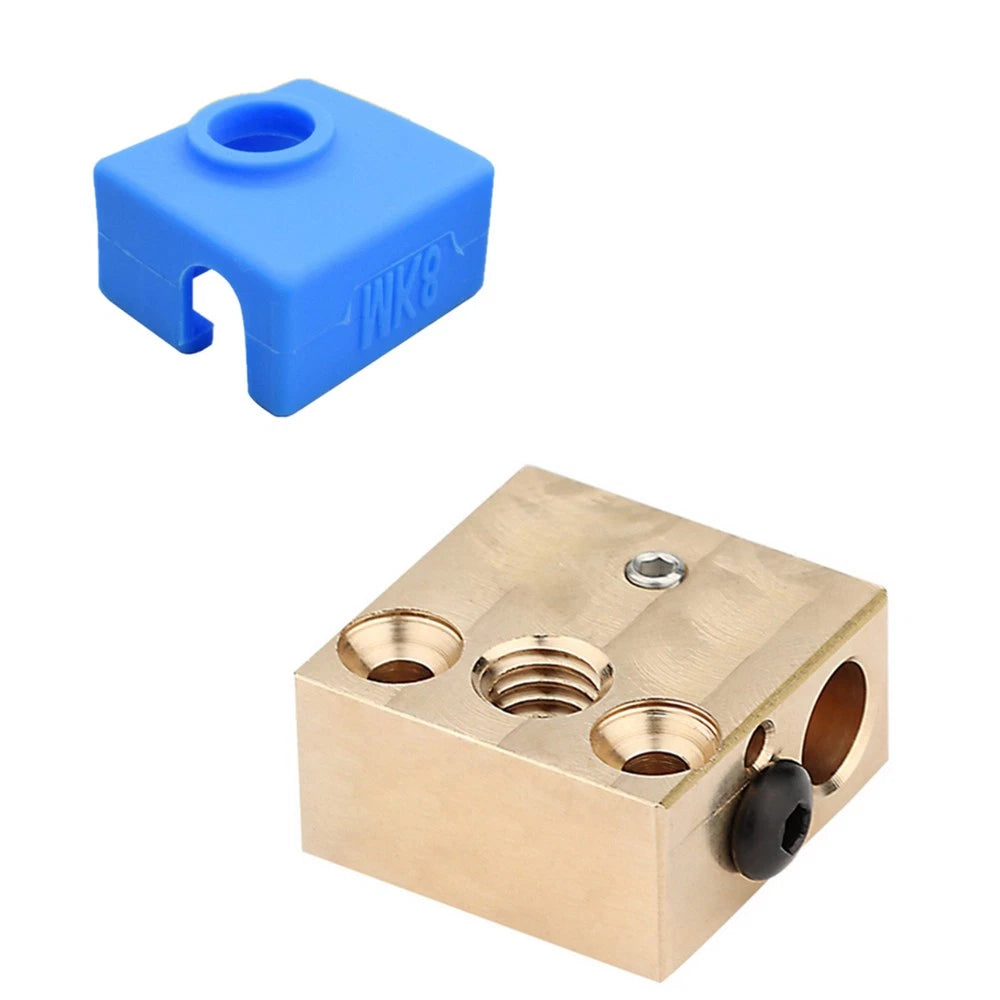 3D Printer Brass Heater Block & Silicone Shell Case Set for CR10 MK8 (2017–2023)
