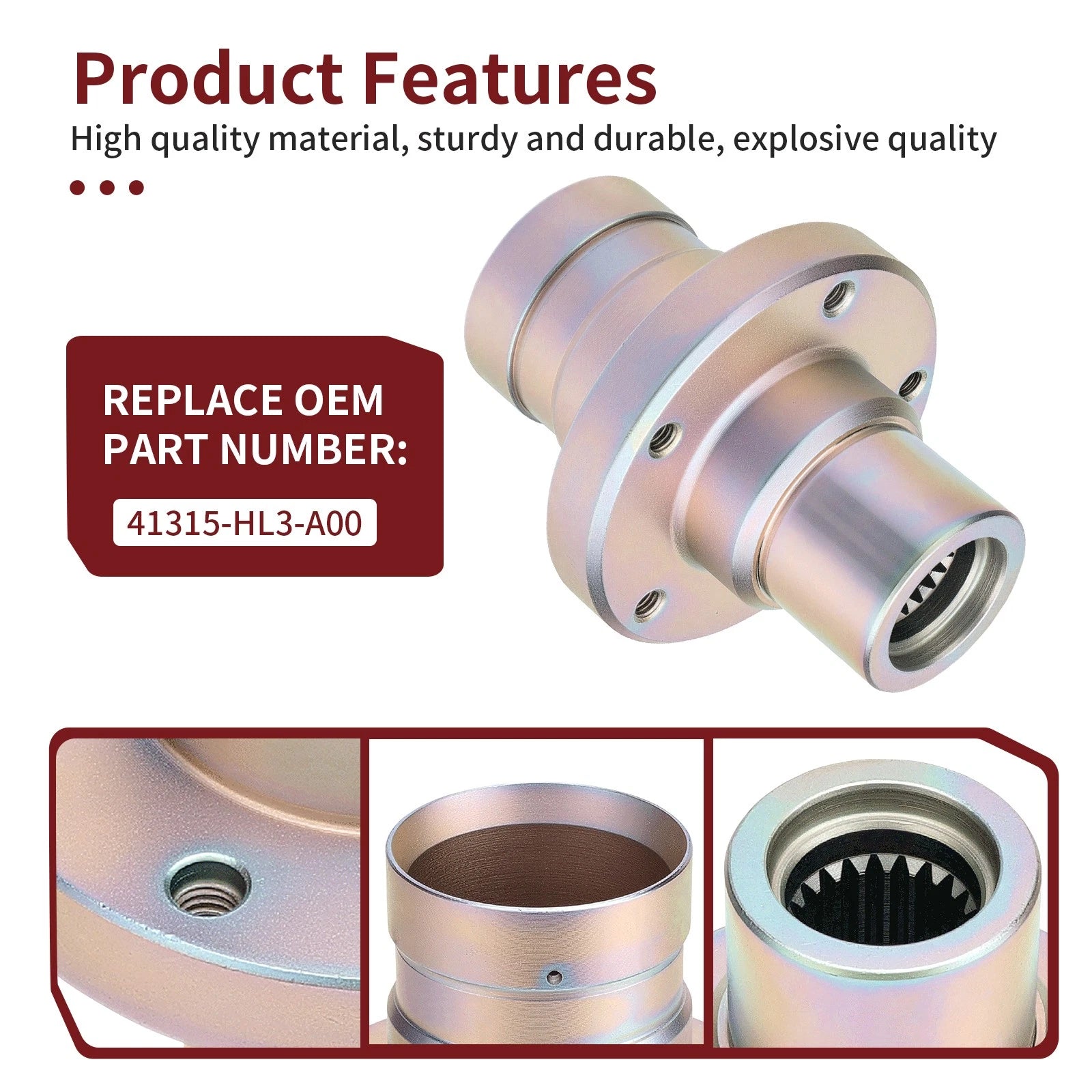 Rear Drive Shaft Differential Coupler for Honda Pioneer 700 (2014–2024) 41315-HL3-A00