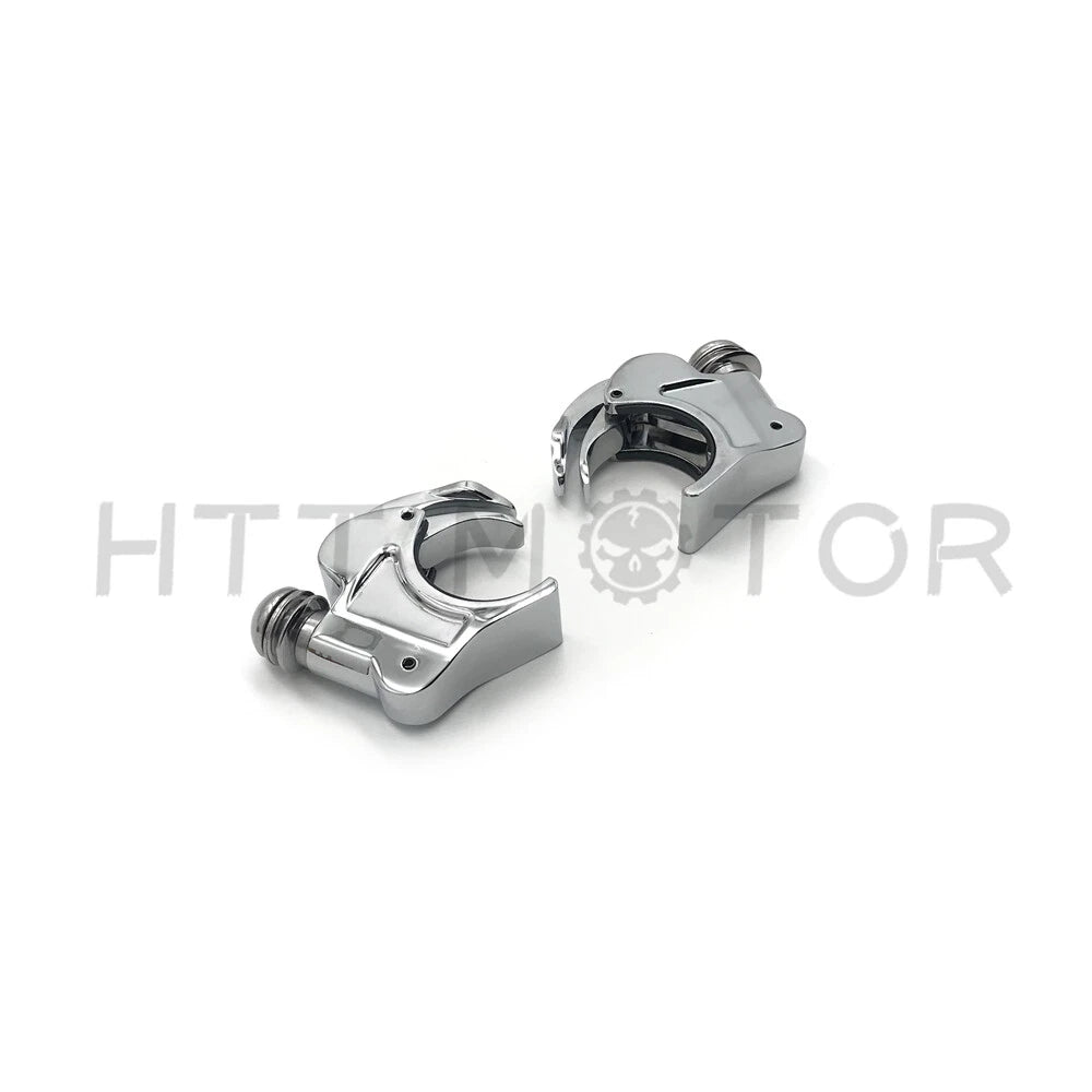 HTTMT Windshield Clamps for Harley Dyna Sportster (39mm Forks, Quick Release, Chrome)
