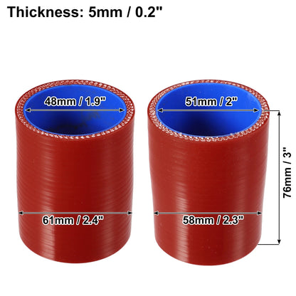 Silicone Hose Coupler for Car (48-51mm 1.9"-2" ID) Intercooler Tube Red