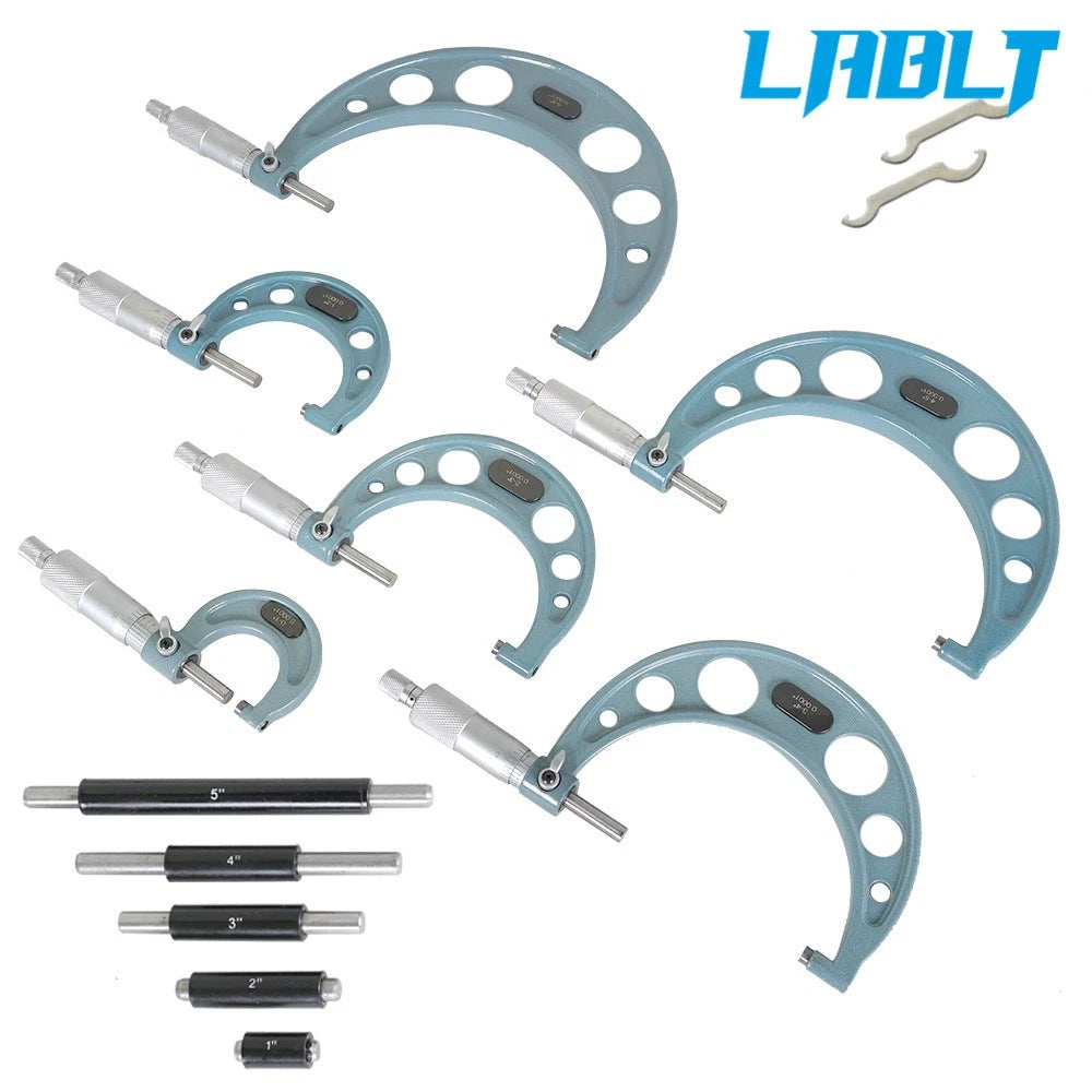 Set of 6 Precision 0-6" Outside Micrometers 0.0001" Carbide Standards