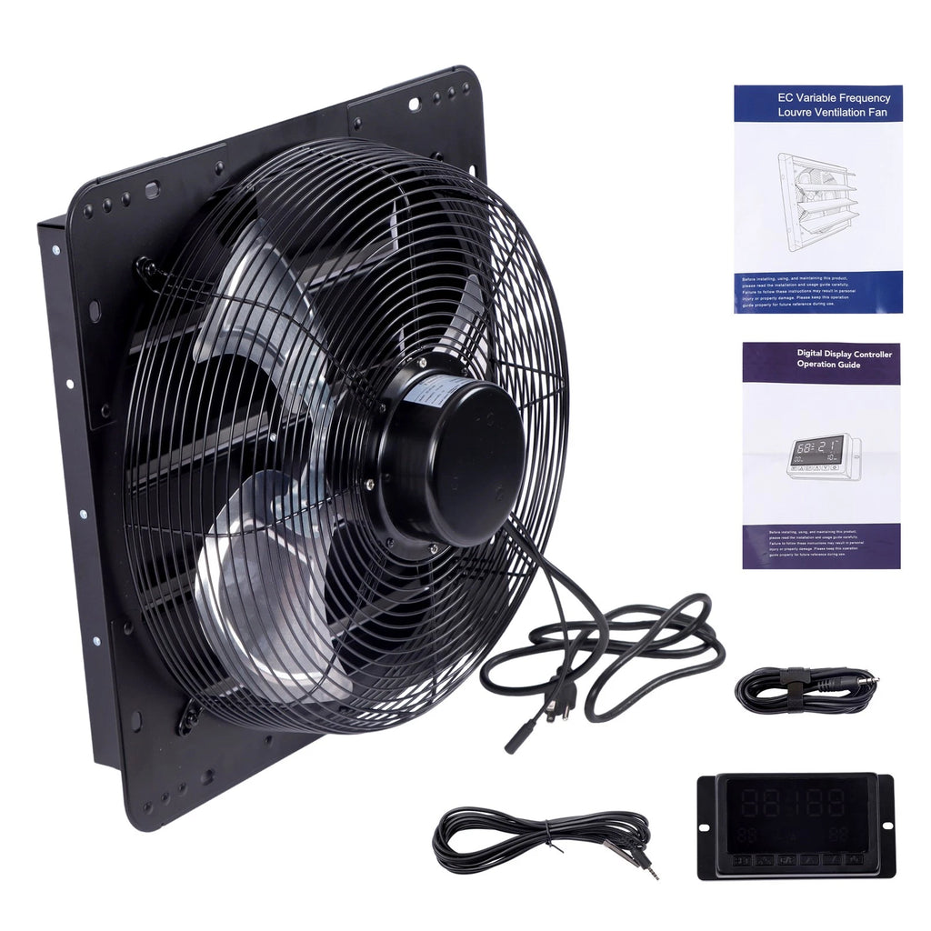Shutter Exhaust Fan 16 Inch 2600 CFM Wall Mounted with Speed Controller