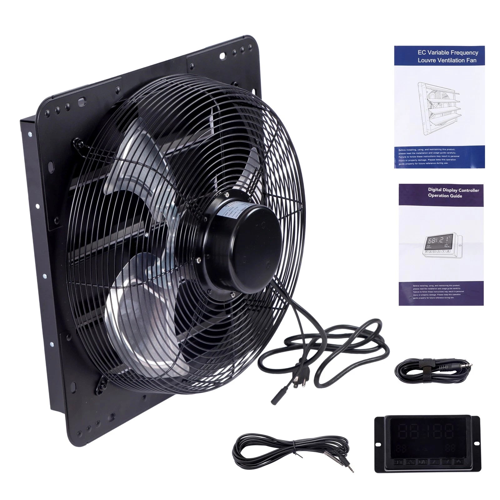 Shutter Exhaust Fan 16 Inch 2600 CFM Wall Mounted with Speed Controller