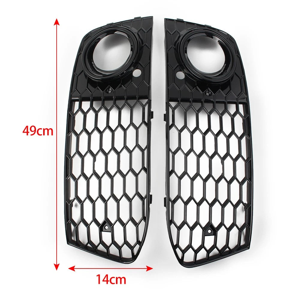 2X Honeycomb Hex Mesh Fog Light Cover for Audi A4 B8 (2009–2012)