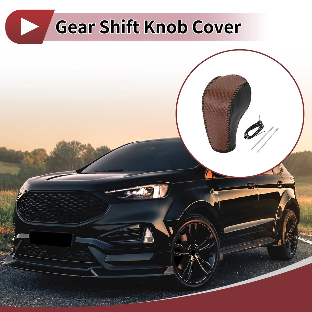 Gear Shift Knob Cover Replacement for Ford Edge (2011–2014) Brown Leather