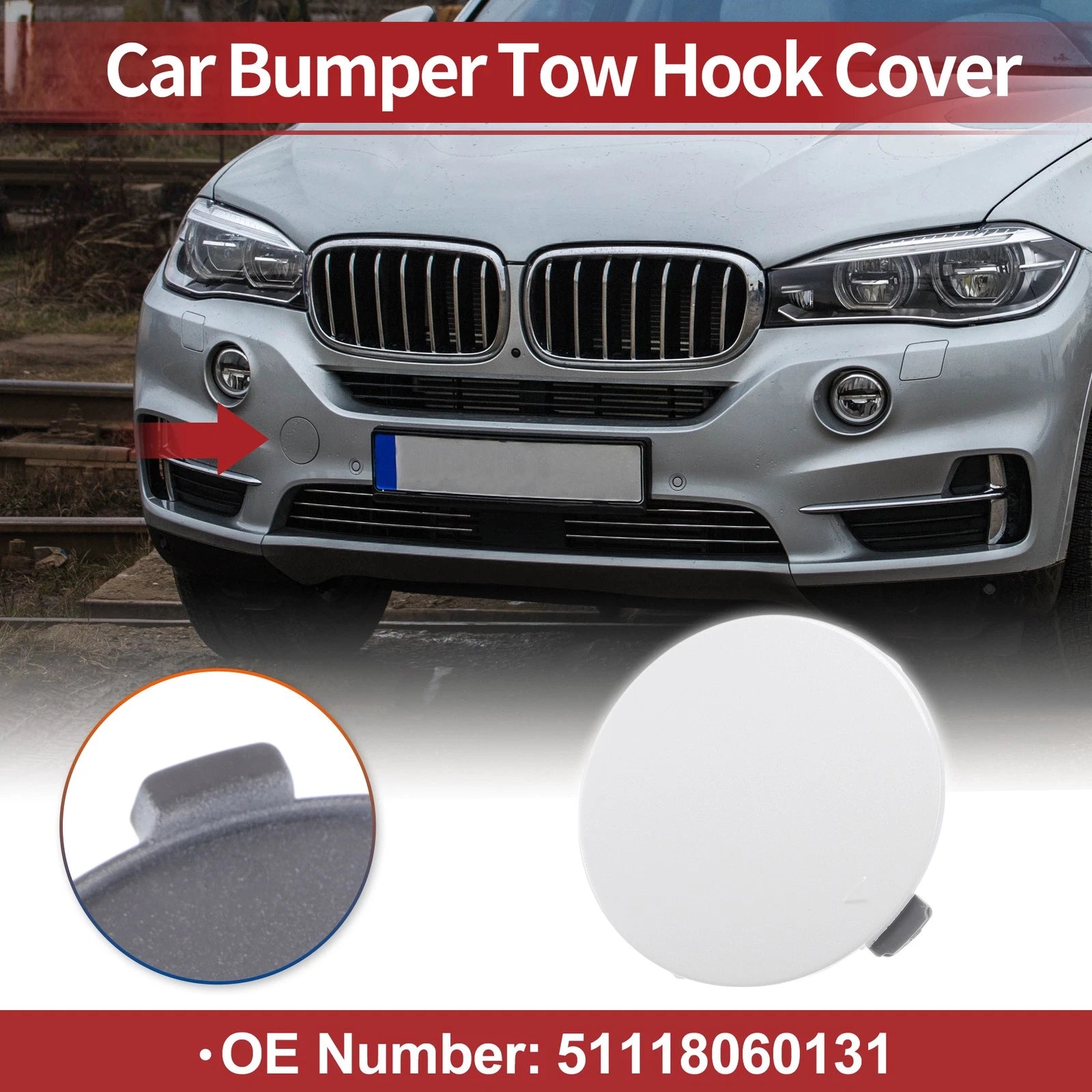 Front Tow Hook Cover Replacement for BMW X5 F15 M (2014–2018) White