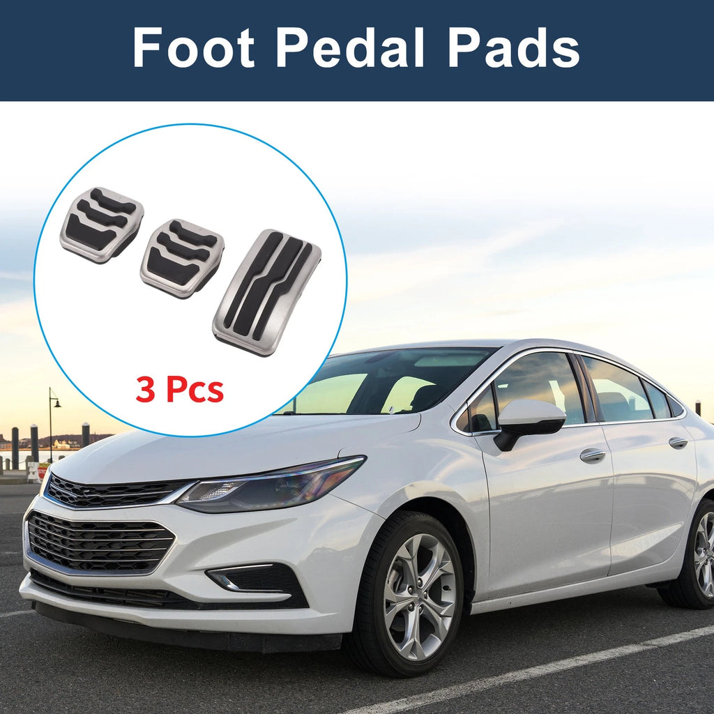 3 Pcs Foot Accelerator Pedal Covers for Ford Focus MK2 (2004–2011) Silver Tone