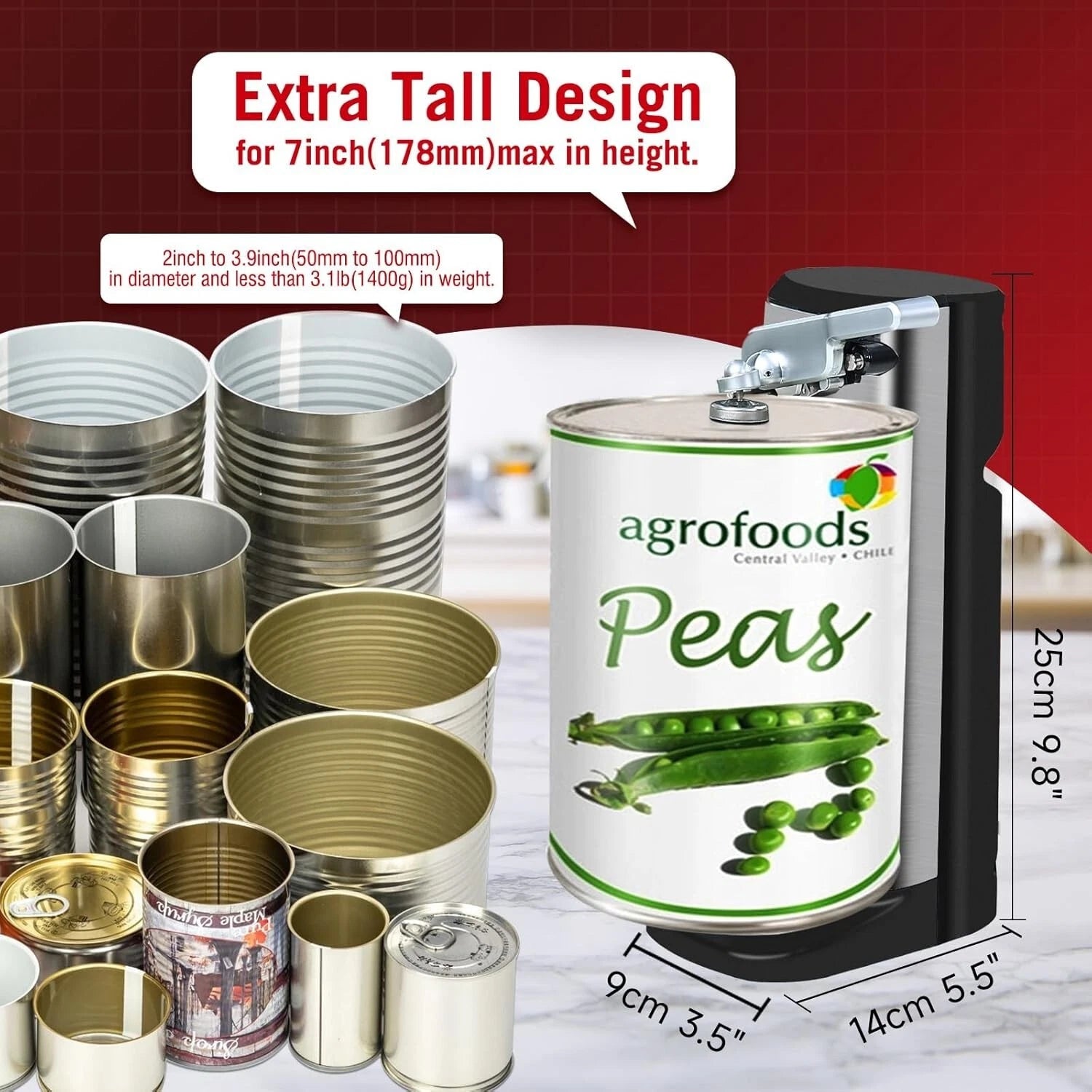 Electric Can Opener for Under Cabinet (Heavy Duty, Smooth Edge)