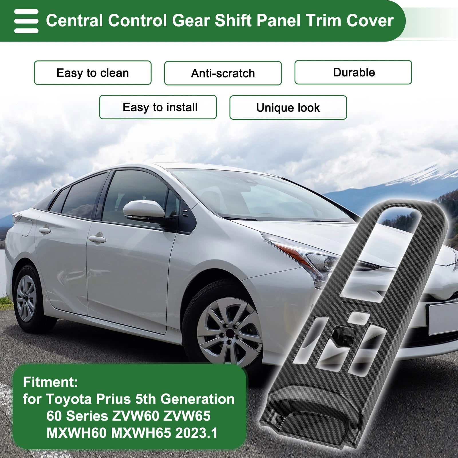 Central Control Gear Shift Panel Trim Cover for Toyota Prius (2016–2022)