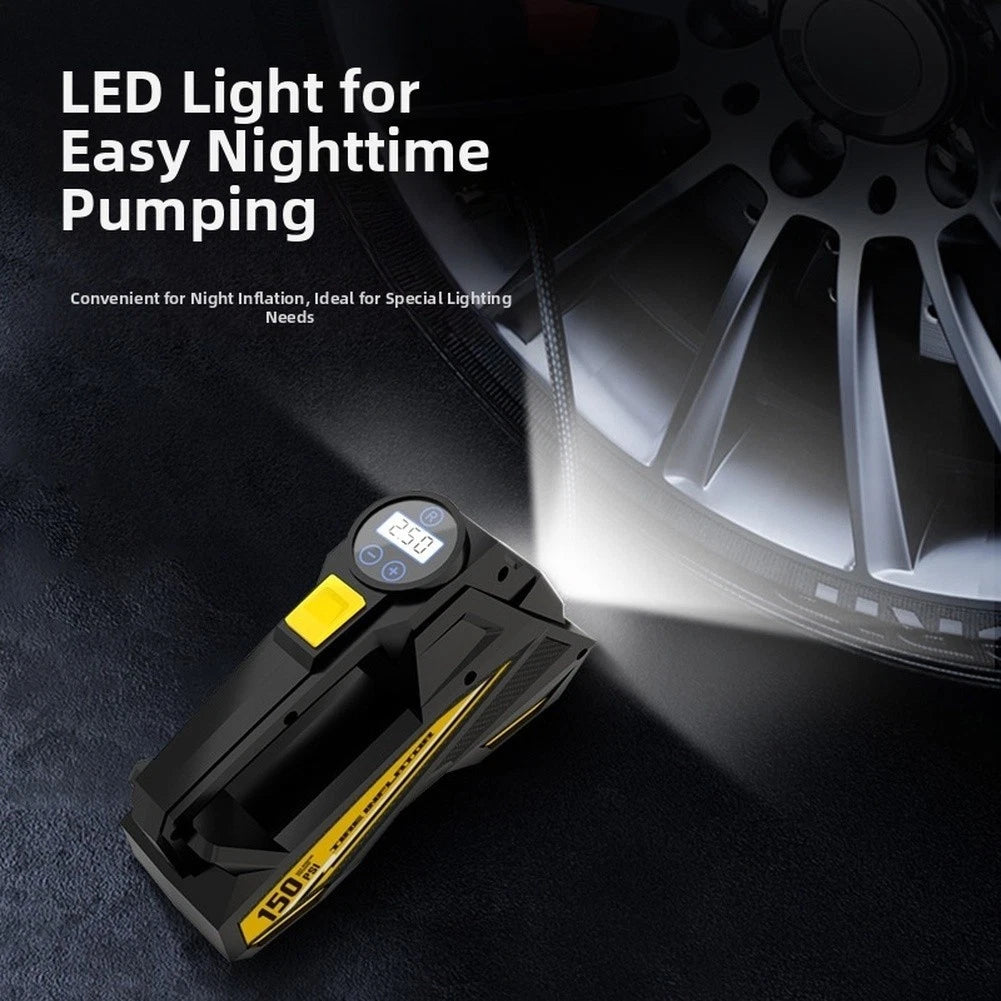 Portable 12V Car Air Compressor with Digital Display and LED Light