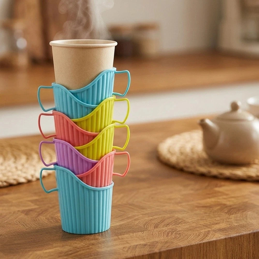 Set of 10 Plastic Cup Holders for Paper Cups - Heat Resistant Design
