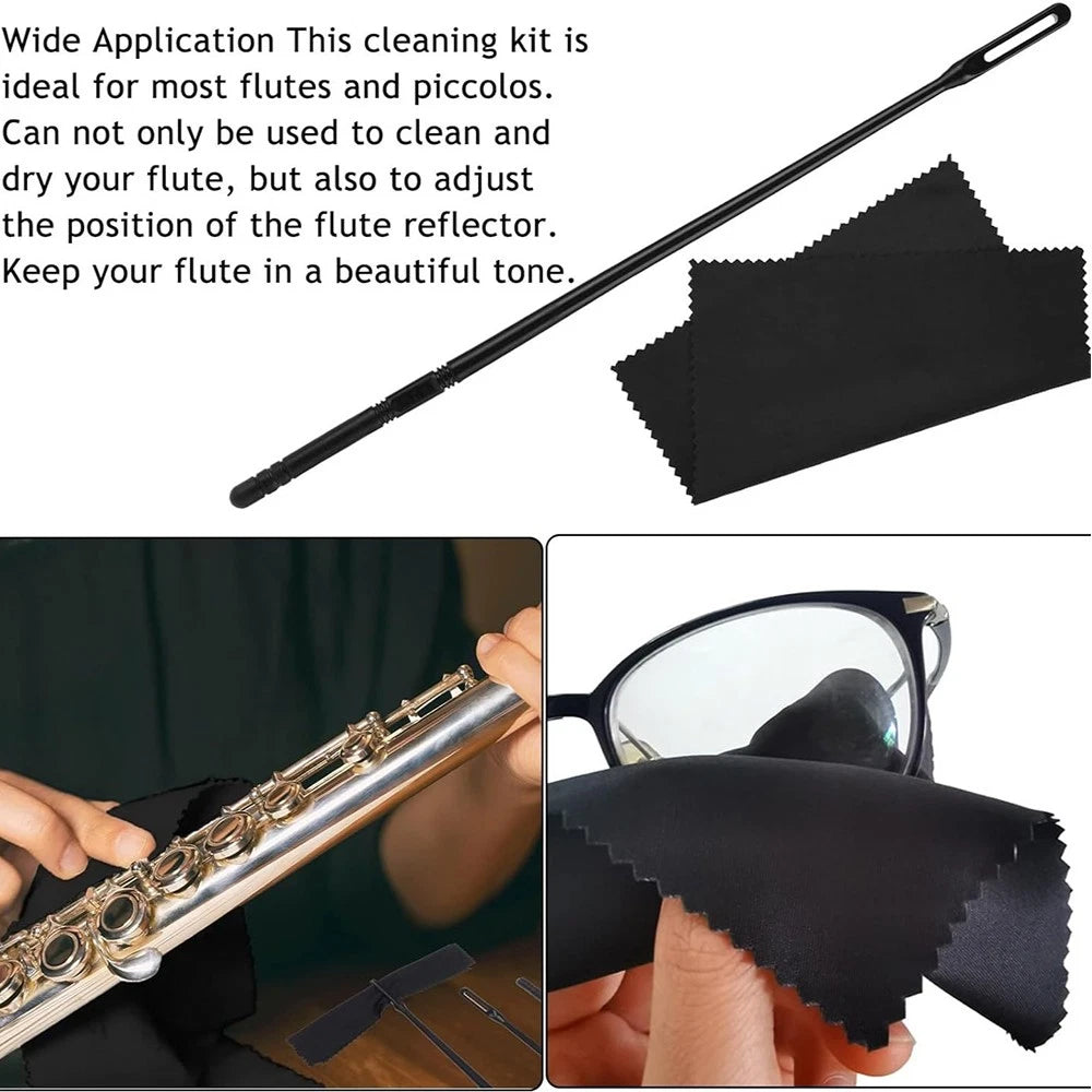 6 Piece Flute Cleaner Set Interior Care Tools Kit for Wind Instruments Cleaning