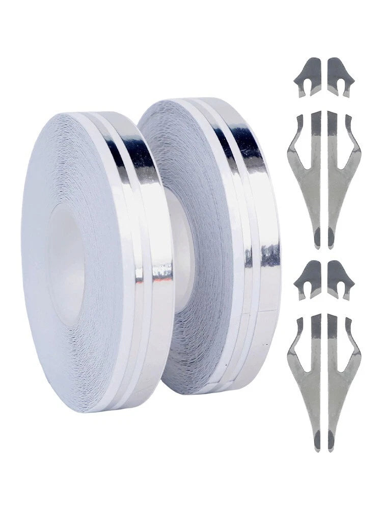 2X Stripe Stickers for Car (Scratch-Resistant, Silver)
