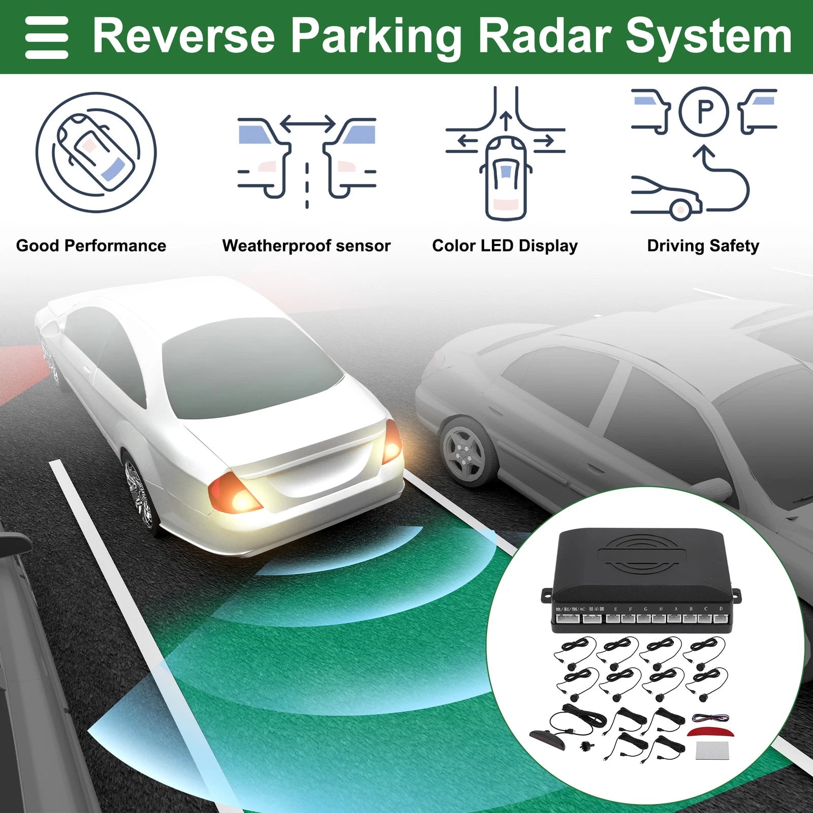 8pc Reverse Backup Radar System for