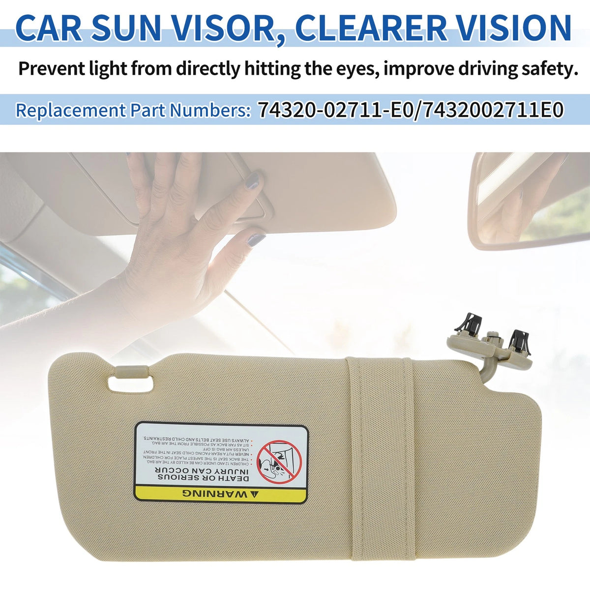 Left Side Sun Visor for Toyota Corolla (2007–2013) No. 74320-02711 -E0 Beige
