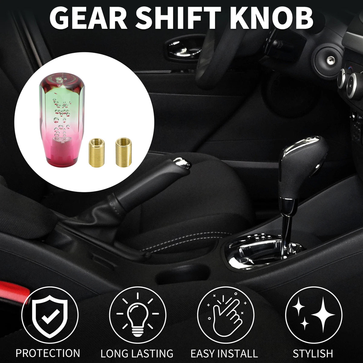 Shift Knob Set of 1 for Universal Vehicles (10cm, Acrylic Green White)
