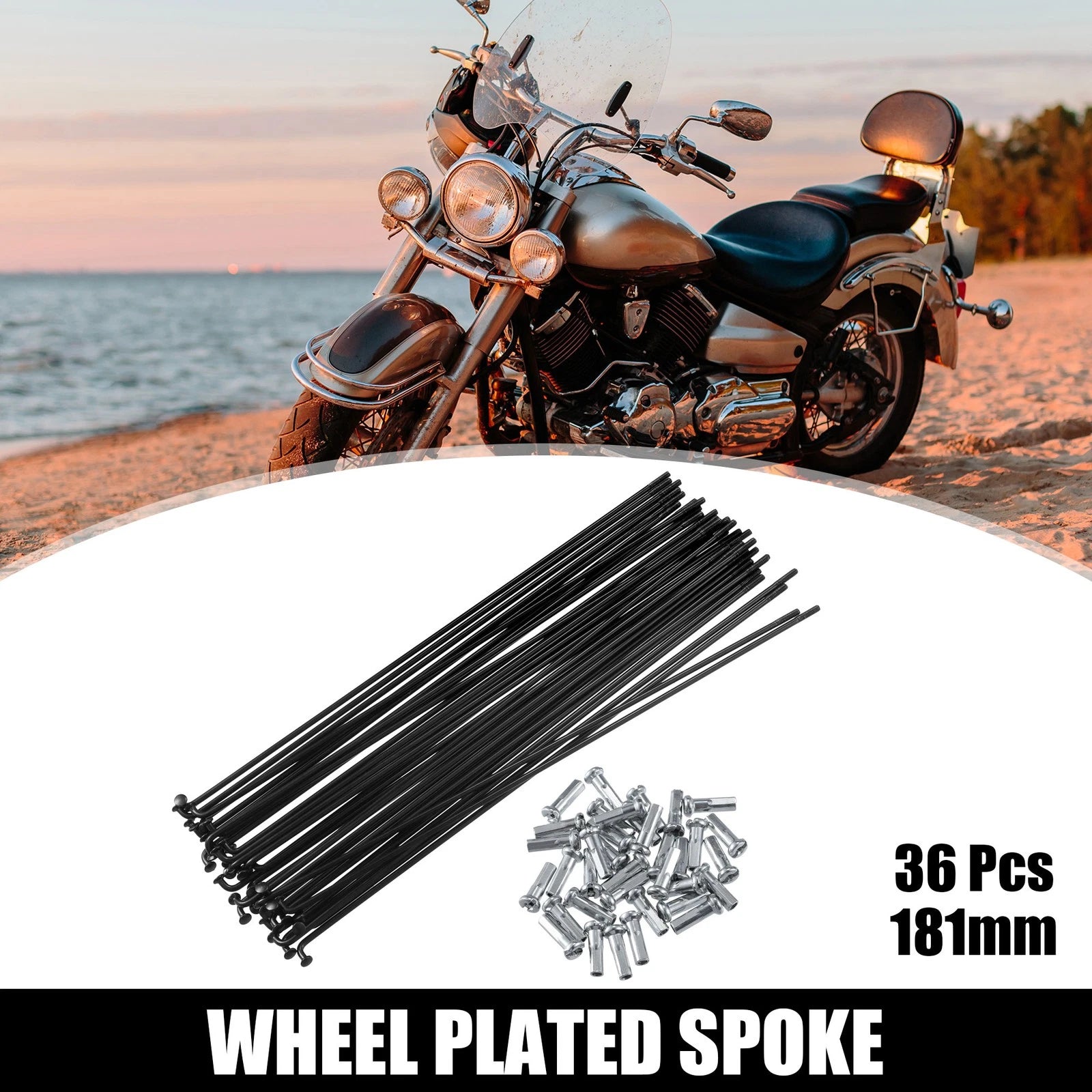 36 Pcs Bicycle Spokes 14G 181mm with Nipples for Most Bicycles