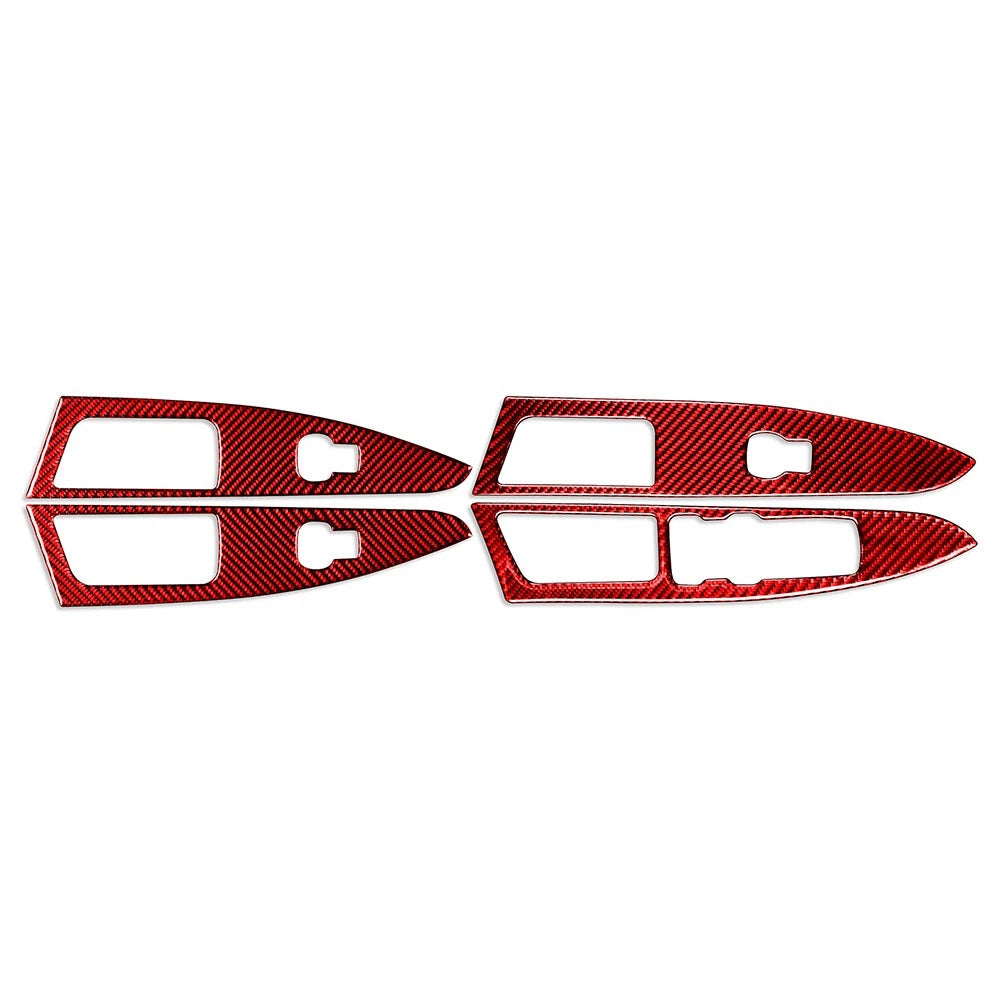 Window Lift Panel Switch Cover Trim for Ford Mondeo (2018–2019) Carbon Fiber Red