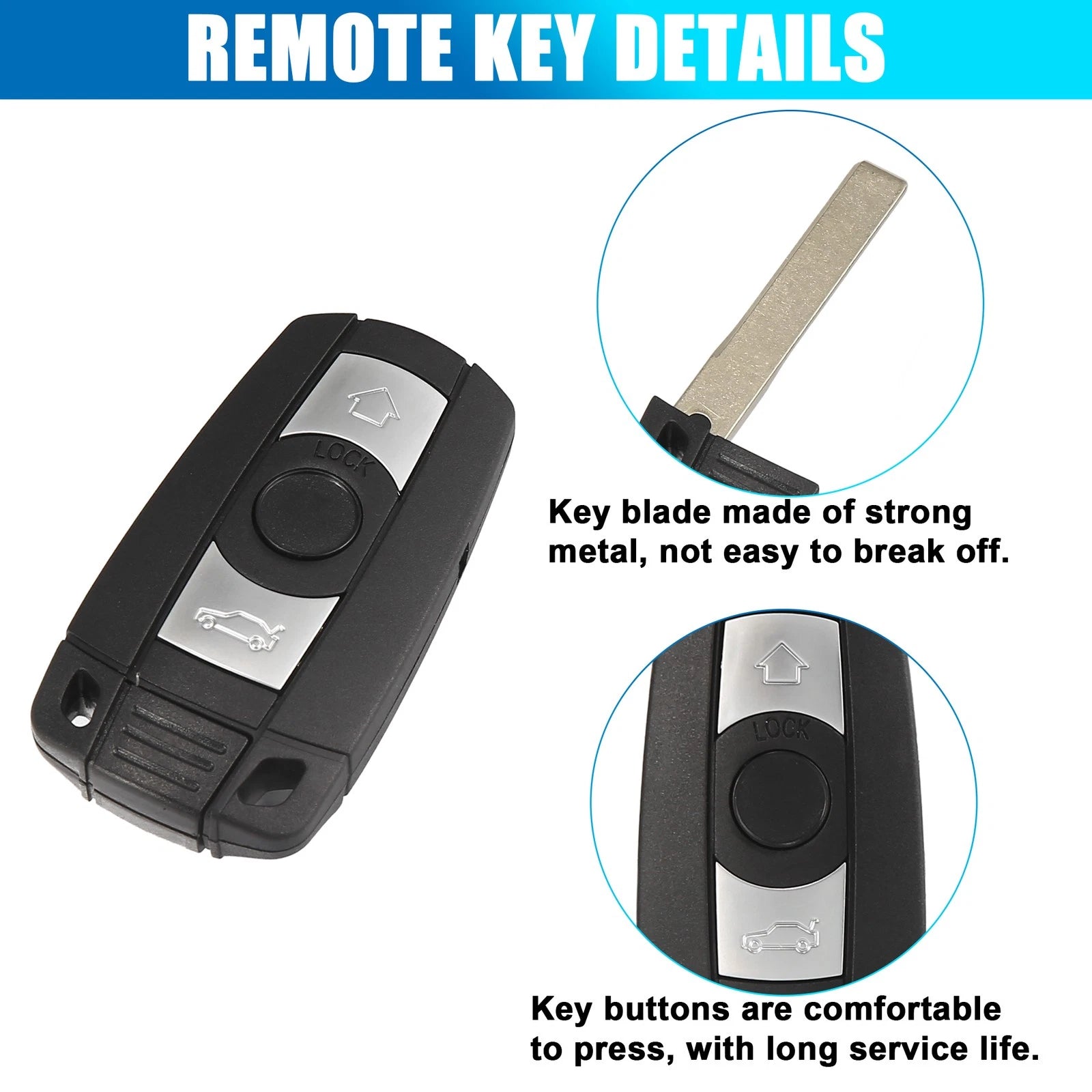 Car Remote Key Fob Entry Replacement for BMW 3 5 7 X5 X6 (E90–E93)
