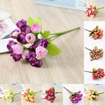 15 Heads Small Bud Roses for Decor and Photo Props