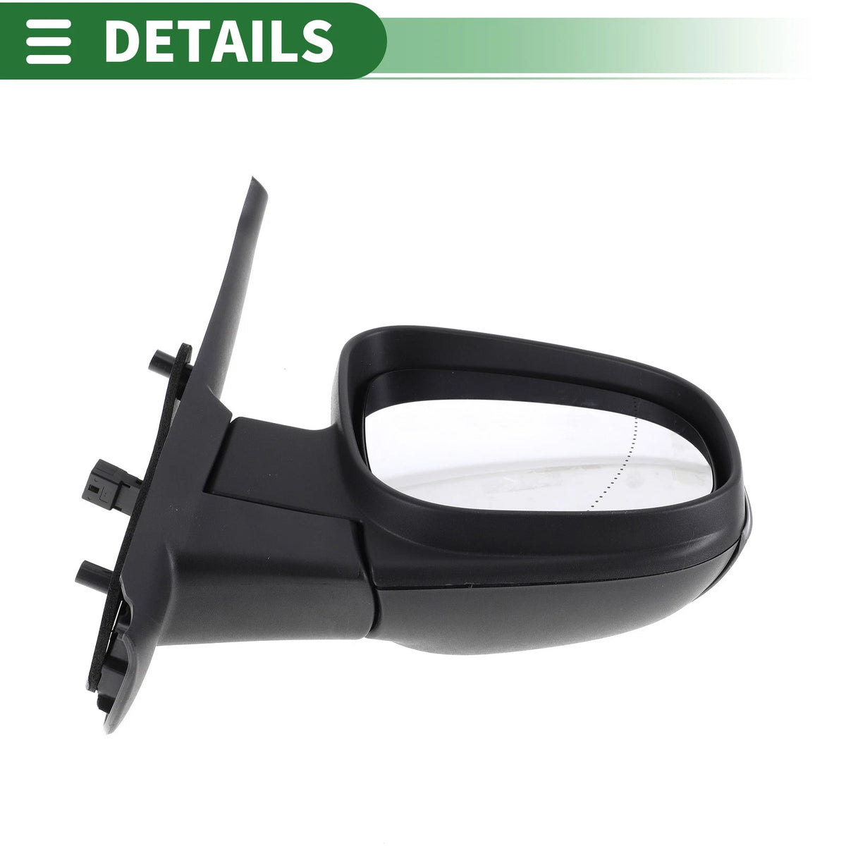 Right Side Door Mirror for Renault Kangoo Mk2 (2008–2021) Heated Glass Black