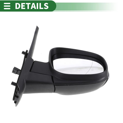 Right Side Door Mirror for Renault Kangoo Mk2 (2008–2021) Heated Glass Black