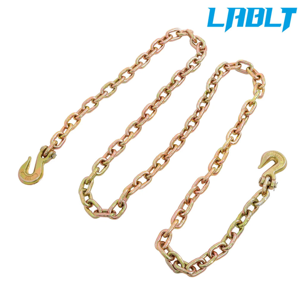 3/8" × 10 Ft G80 Tie Down Tow Chain with Hooks (7100 lbs)