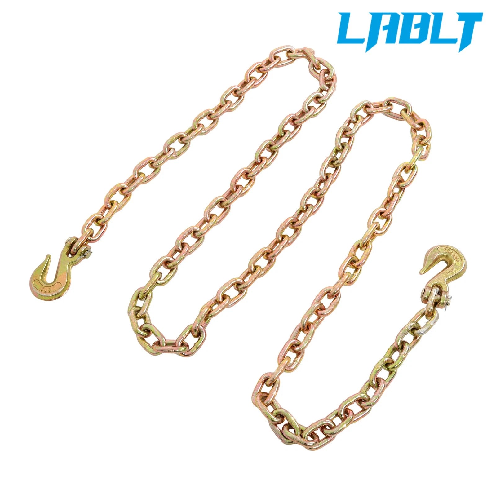 3/8" × 10 Ft G80 Tie Down Tow Chain with Hooks (7100 lbs)