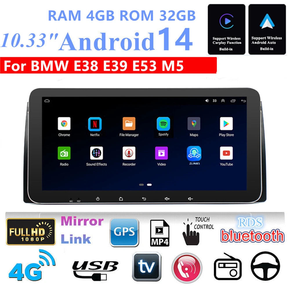 Carplay Stereo Radio GPS Navigation for BMW E38 E39 E53 M5 X5 (1995–2006)