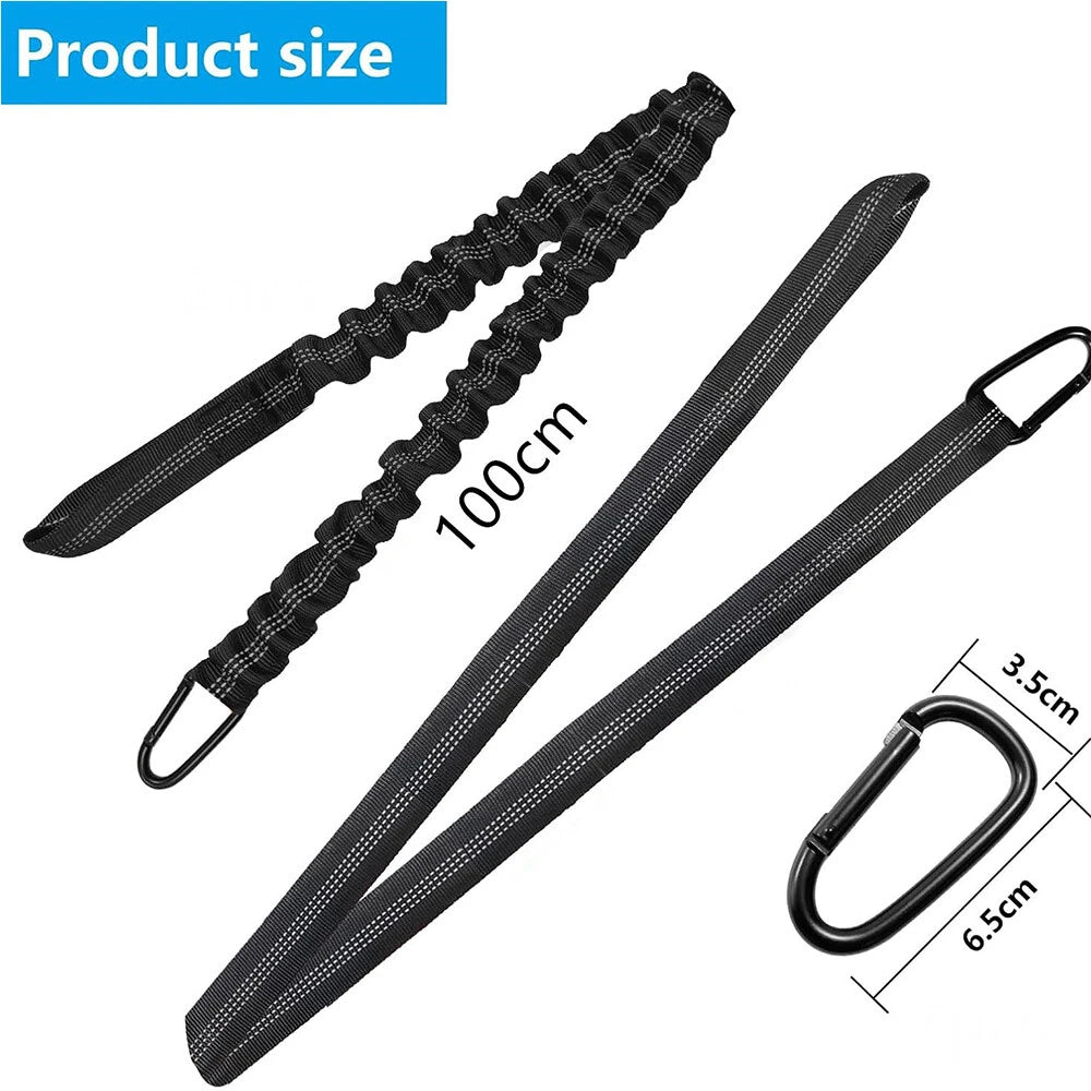 2X Kayak Paddle Leash with Carabiner 1m Black