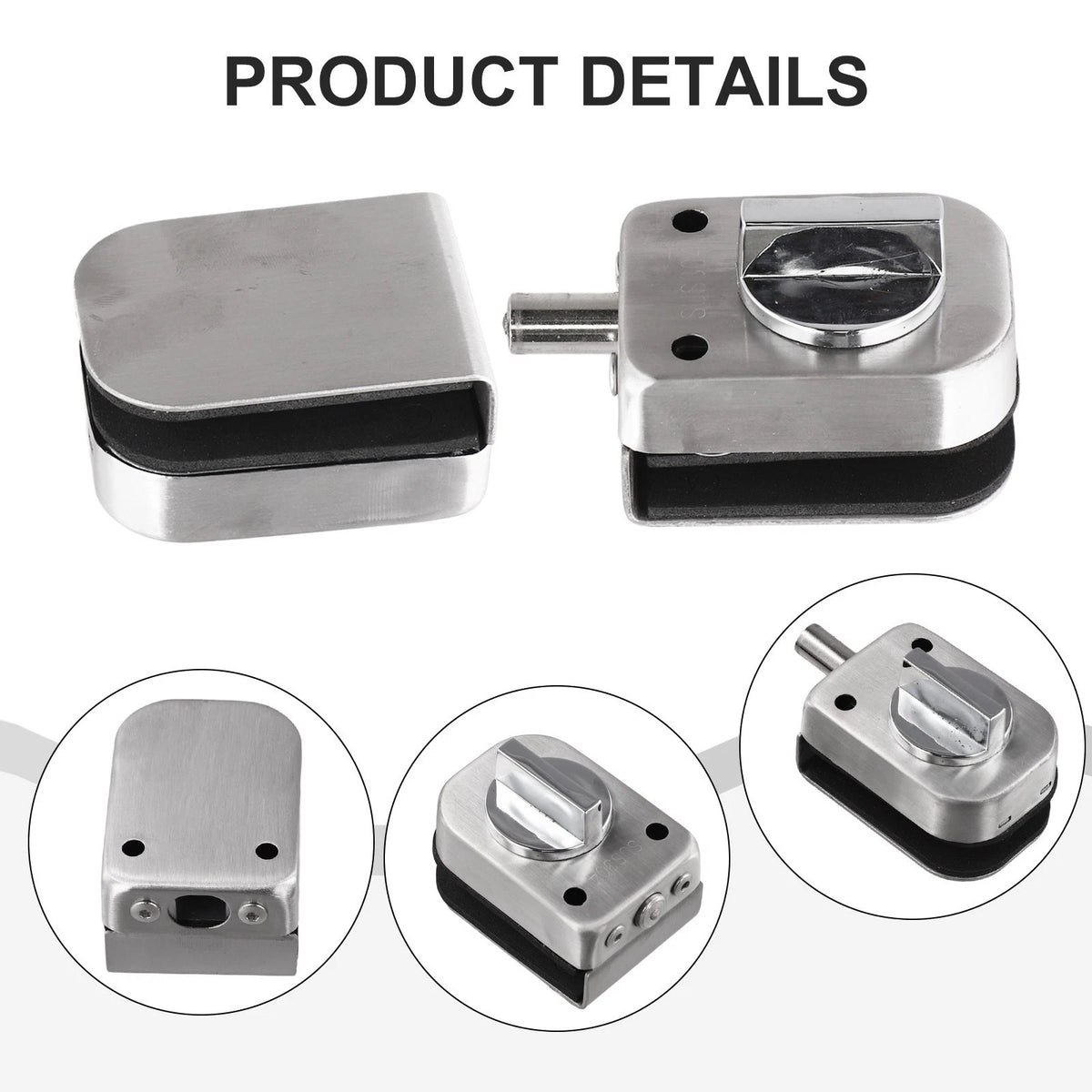 Stainless Steel Glass Door Lock for Sliding Doors (8-12mm Thick)