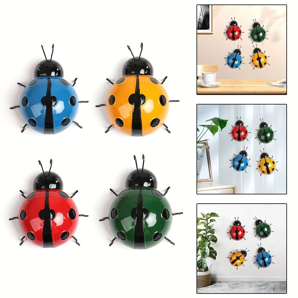 Metal Ladybird Garden Wall Decorations for Year-Round Use