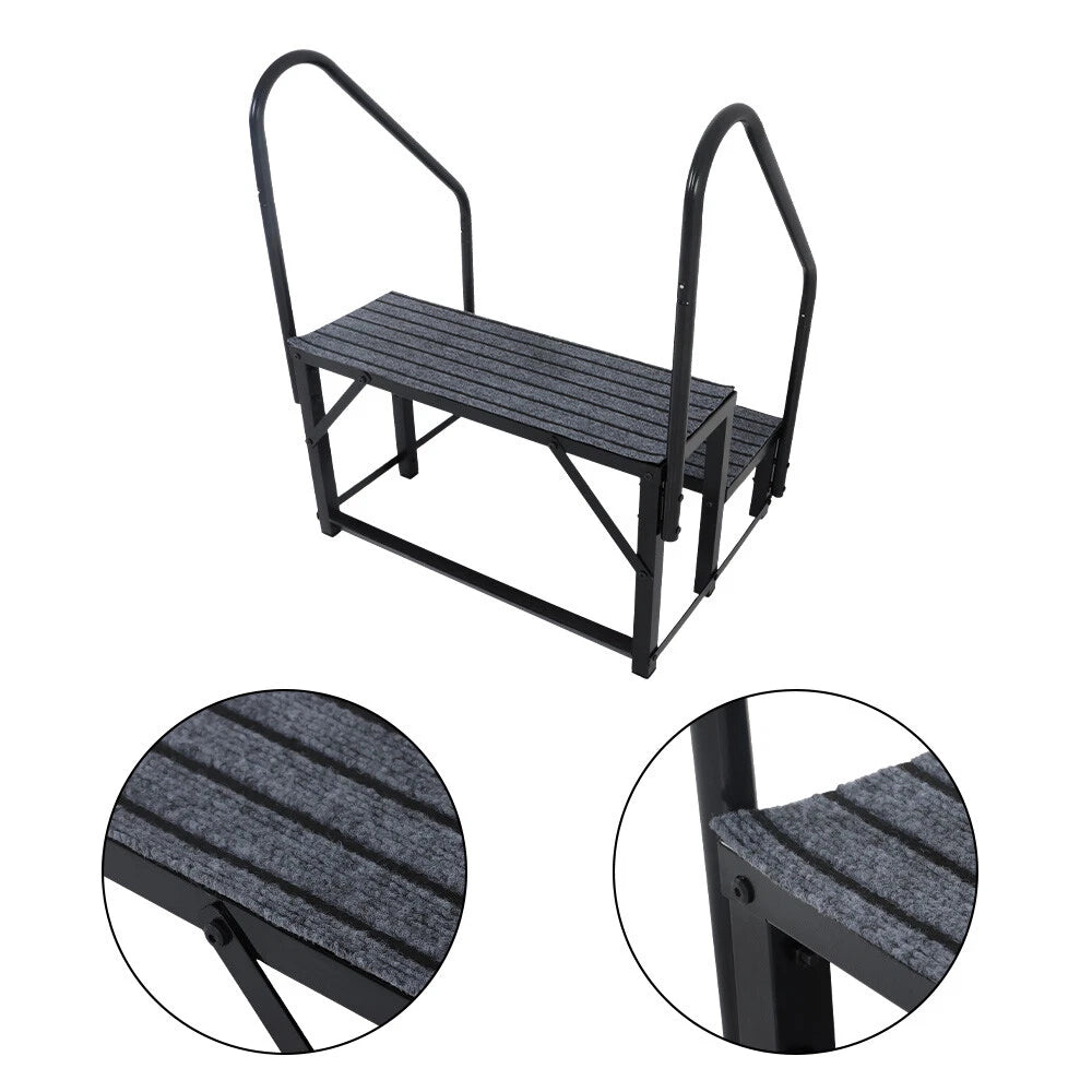 2 Step RV Stairs for RVs (660 lbs Load Capacity) with Handrail