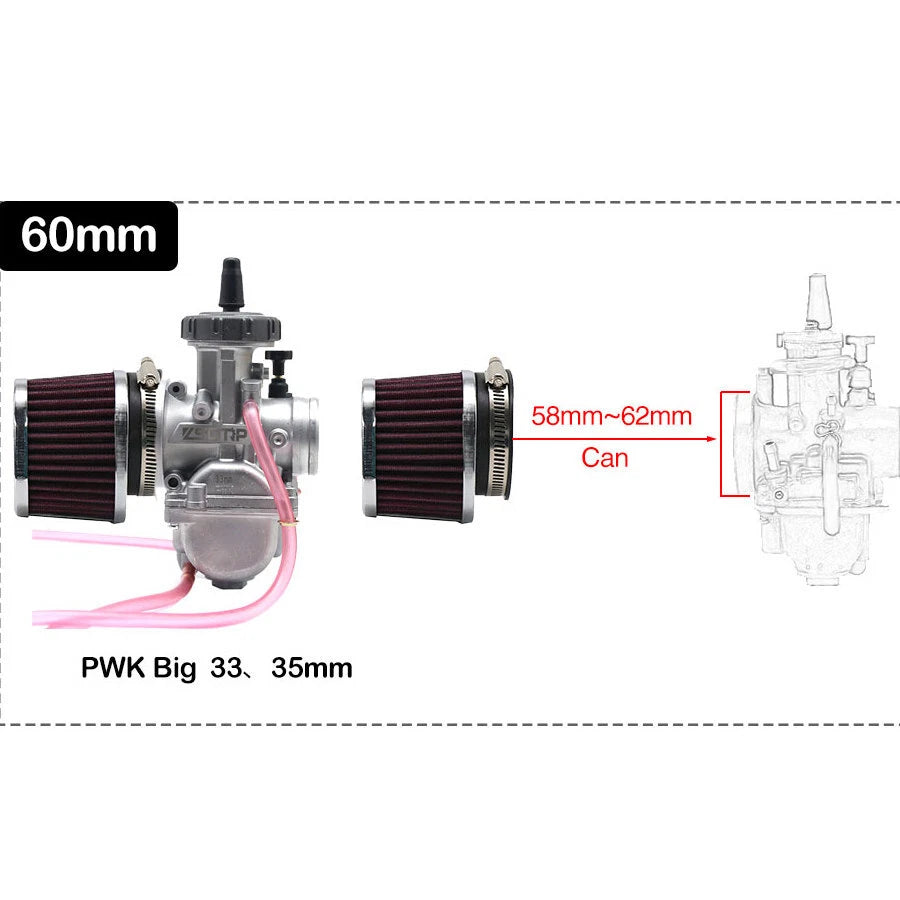 2X Air Filter for Motorcycle (58MM-62MM Inlet)