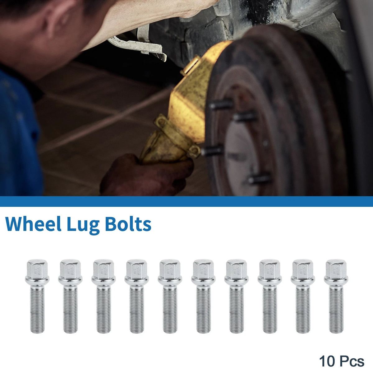 Wheel Lug Bolts M14x1.5 Ball Seat 45mm Shank Replacement for Volkswagen Audi (10) (—)