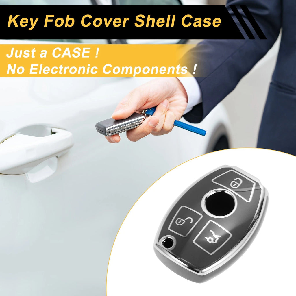 Key Case Cover Silicone TPU Gray Edge for Mercedes-Benz 3 Button (2000–2000)
