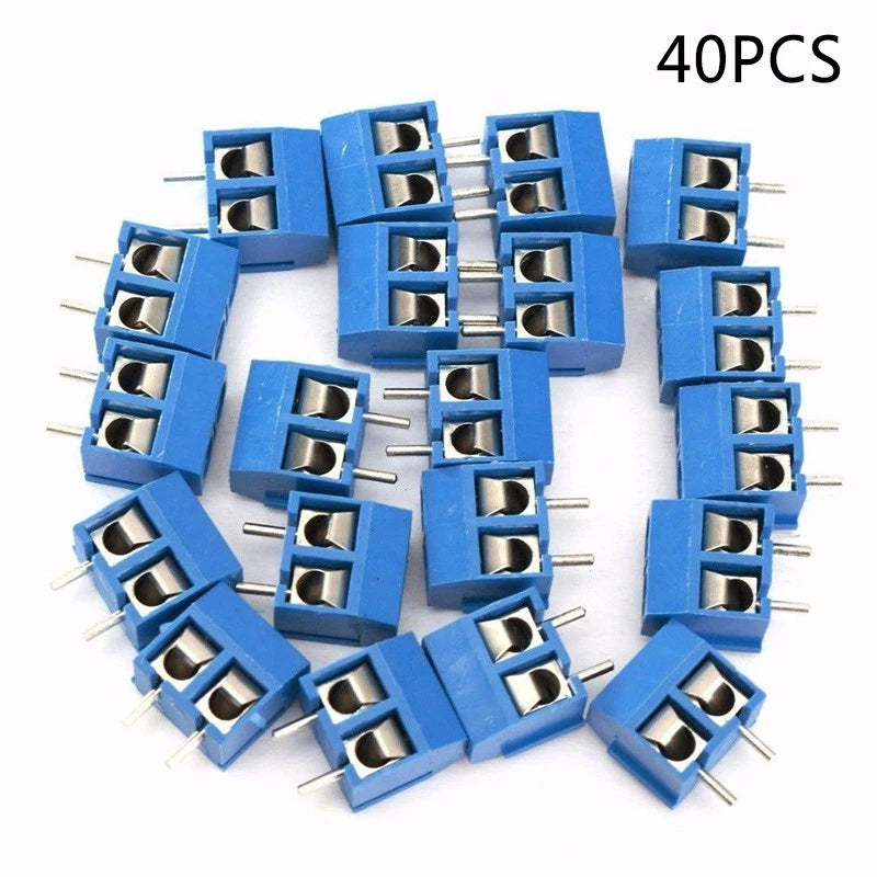 40pcs 2-Pin Screw Terminal Block Connector for Panel PCB Mount (300V)