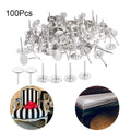 100pc Silver Flat Head Upholstery Nails Push Pins Studs Hardware